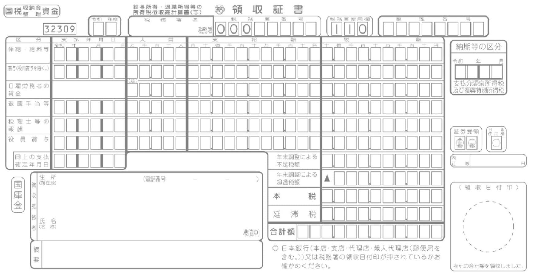 給与所得・退職所得等の所得税徴収高計算書